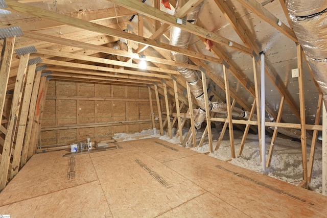 view of unfinished attic