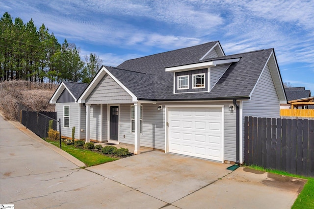 view of front of property with a garage