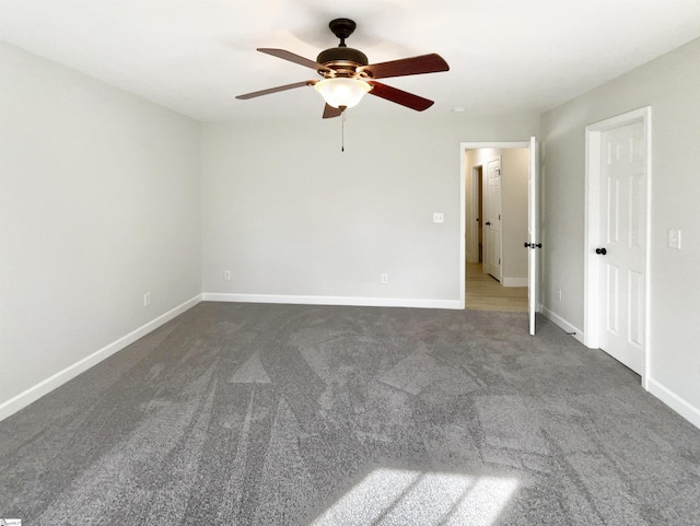 10 Maplecroft St, Greenville, SC 29609 - interior space featuring dark colored carpet, a ceiling fan, and baseboards