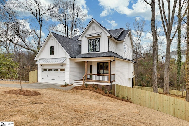 modern inspired farmhouse featuring a porch