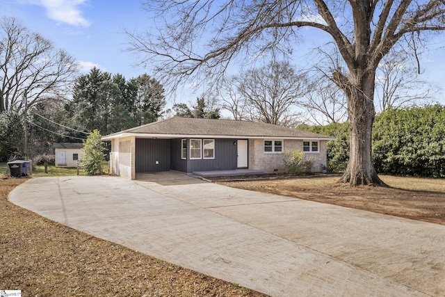 view of single story home