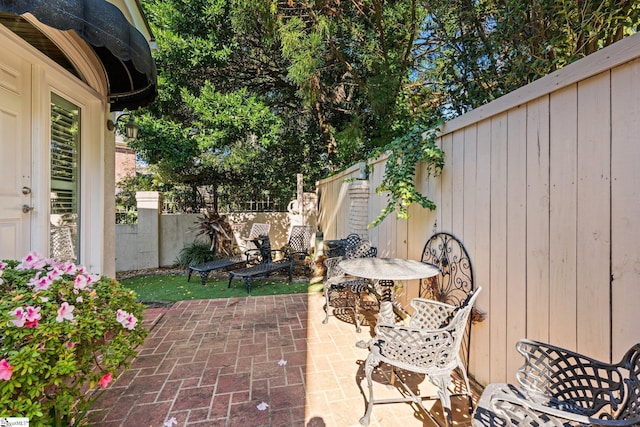 view of patio featuring a fenced backyard