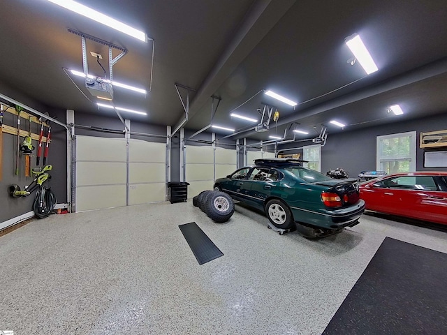 garage with a garage door opener