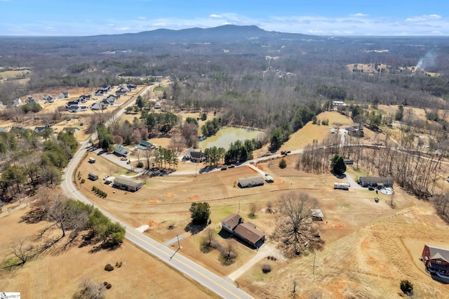 birds eye view of property with a mountain view