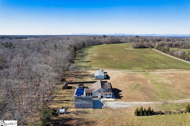 bird's eye view with a rural view and a mountain view