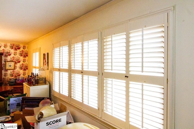 interior space featuring crown molding