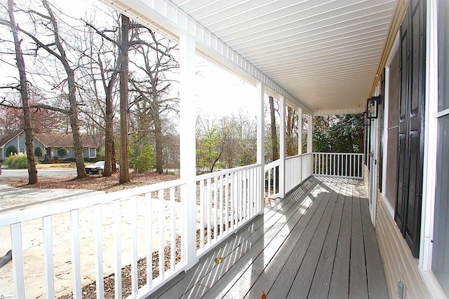 wooden deck with covered porch