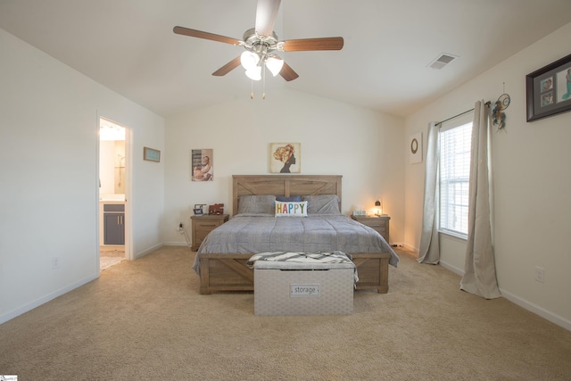 128 Lake Grove Rd, Simpsonville, SC 29681 - bedroom with lofted ceiling, light carpet, visible vents, and baseboards