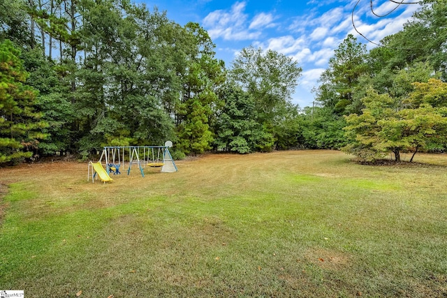 view of yard with a playground