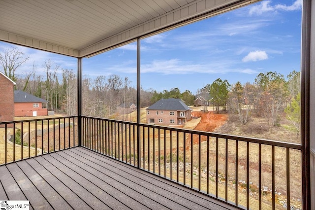 deck with a residential view