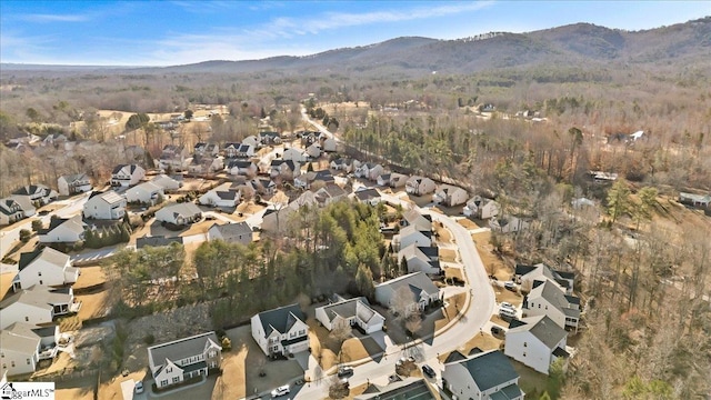 aerial view featuring a residential view and a mountain view