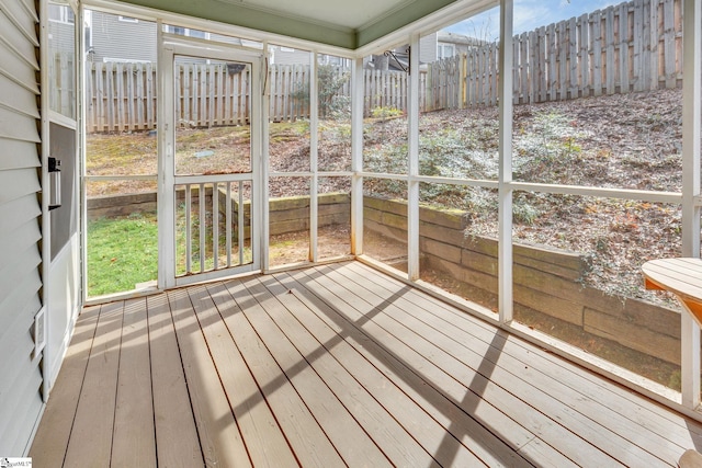 view of unfurnished sunroom