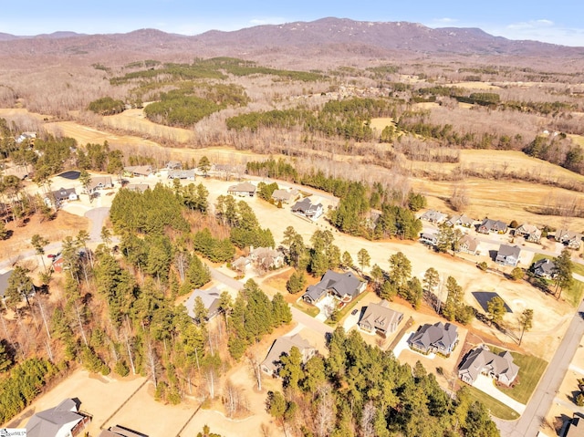 bird's eye view featuring a residential view and a mountain view