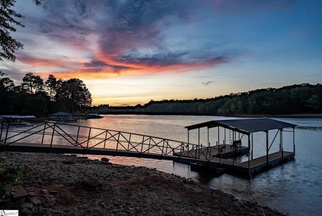 view of dock featuring a water view