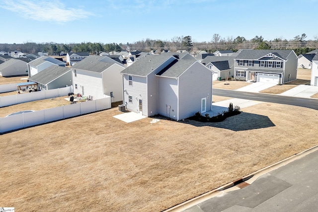 aerial view with a residential view