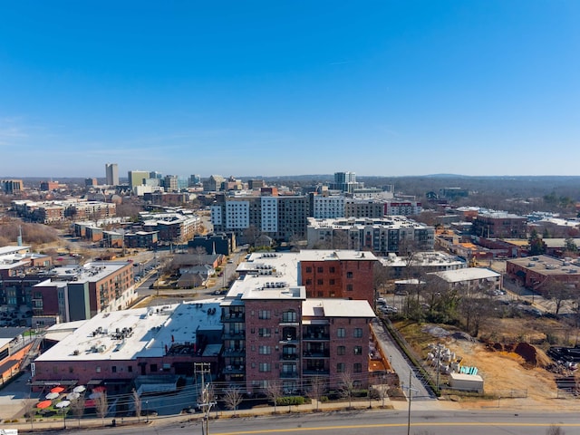 bird's eye view with a city view