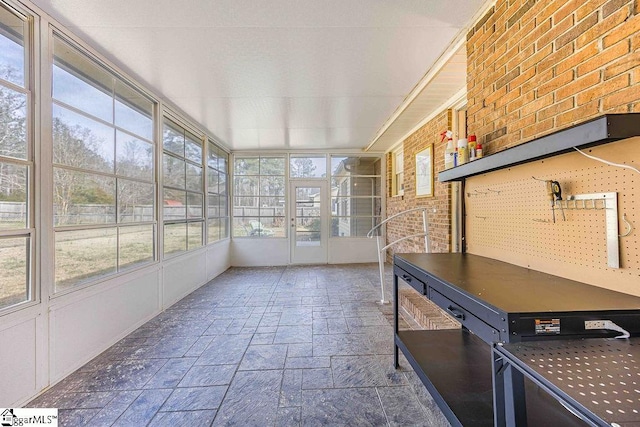 view of unfurnished sunroom