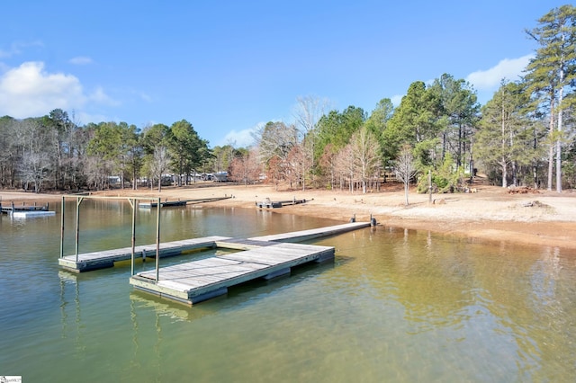 dock area featuring a water view