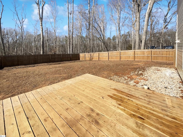 deck featuring a fenced backyard