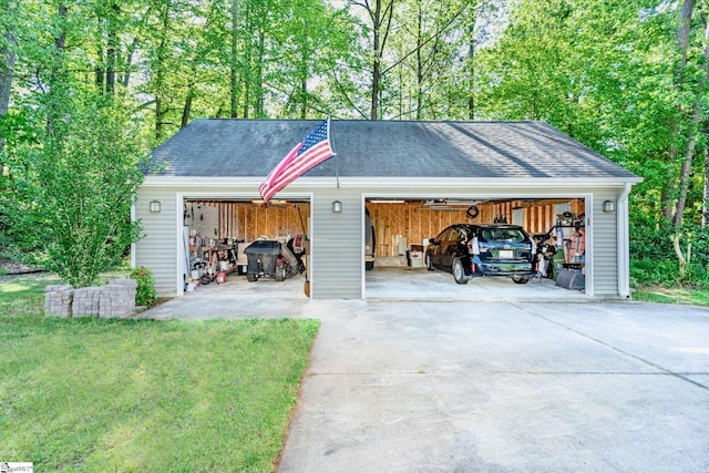 view of detached garage