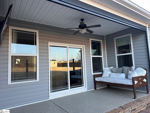 view of patio / terrace with a ceiling fan