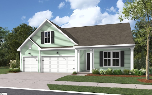 traditional-style home with concrete driveway and roof with shingles