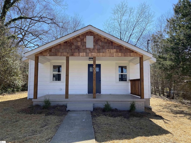 bungalow featuring covered porch