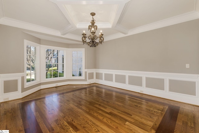 interior space featuring a wainscoted wall and dark wood-type flooring