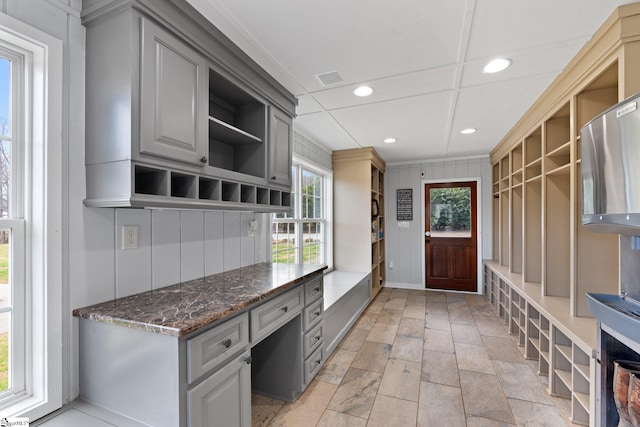 mudroom featuring recessed lighting and visible vents