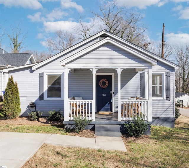 bungalow featuring covered porch