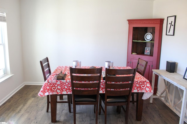 dining room featuring baseboards and wood finished floors