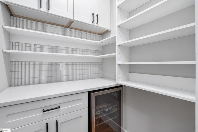 storage area featuring wine cooler