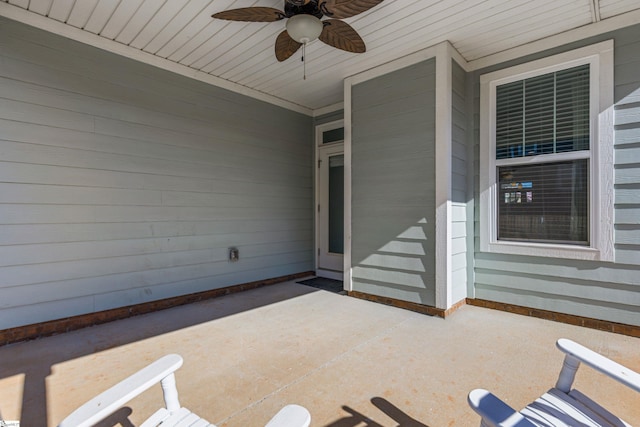 view of patio / terrace featuring a ceiling fan