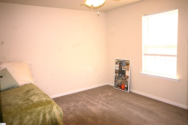 misc room featuring dark carpet and baseboards