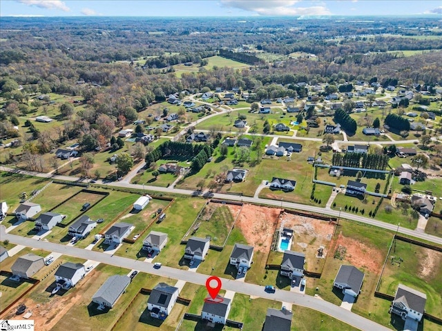 bird's eye view with a residential view