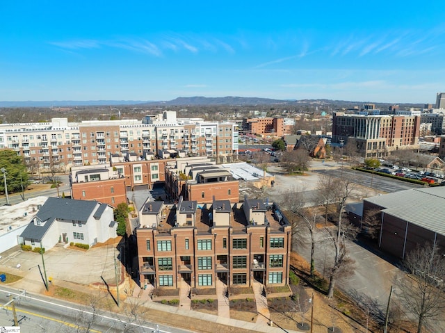 bird's eye view with a city view