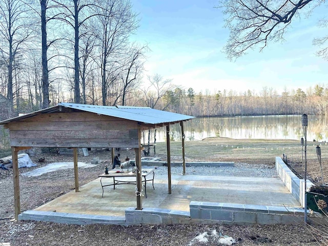 view of dock featuring a water view