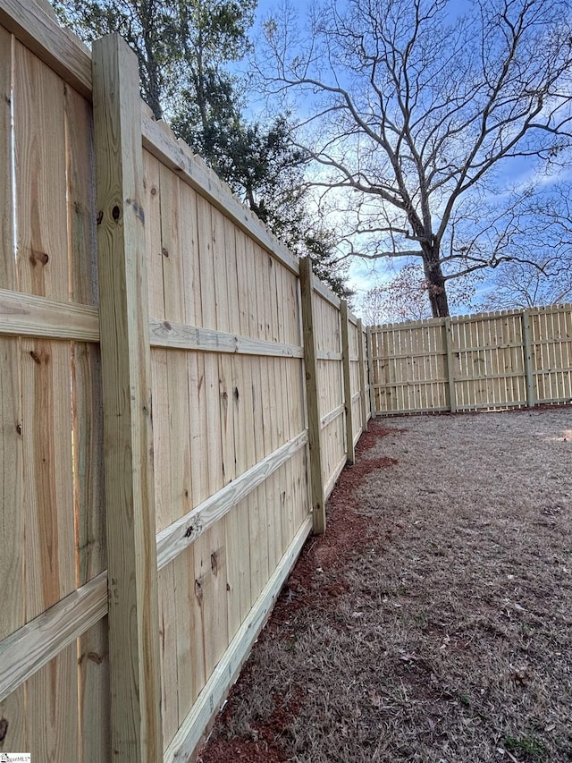 view of yard featuring a fenced backyard