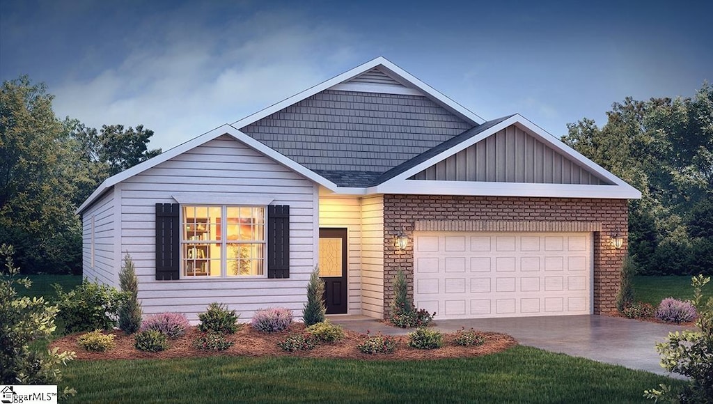 view of front of house featuring an attached garage, board and batten siding, and concrete driveway