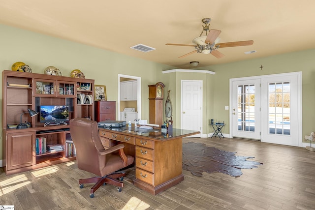 4101 Abbeville Hwy, Anderson, SC 29624 - office space featuring baseboards, ceiling fan, visible vents, and wood finished floors