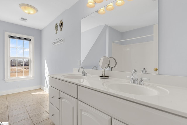 4101 Abbeville Hwy, Anderson, SC 29624 - full bathroom with double vanity, visible vents, a sink, and tile patterned floors