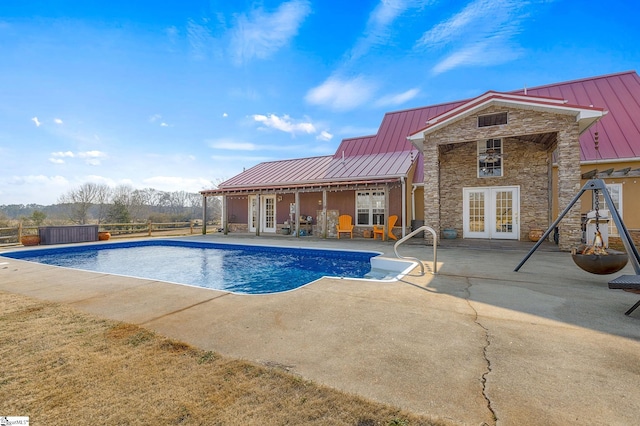 4101 Abbeville Hwy, Anderson, SC 29624 - view of swimming pool with a fenced in pool, fence, a patio, and french doors