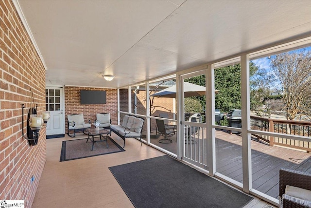 view of unfurnished sunroom