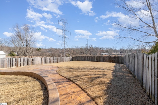 view of yard featuring a fenced backyard