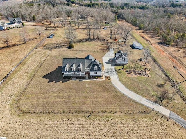 drone / aerial view with a rural view