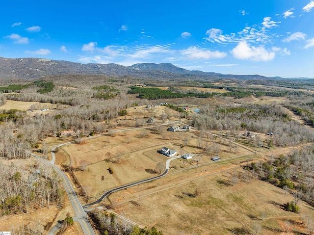 birds eye view of property featuring a rural view and a mountain view