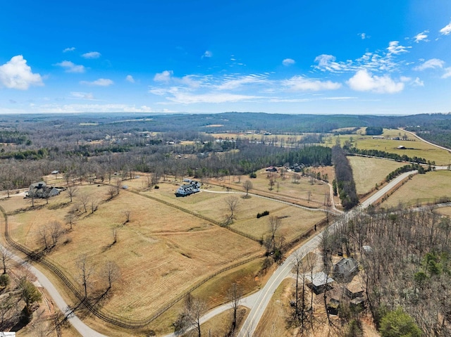 bird's eye view with a rural view