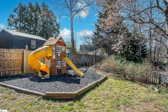 view of playground with fence