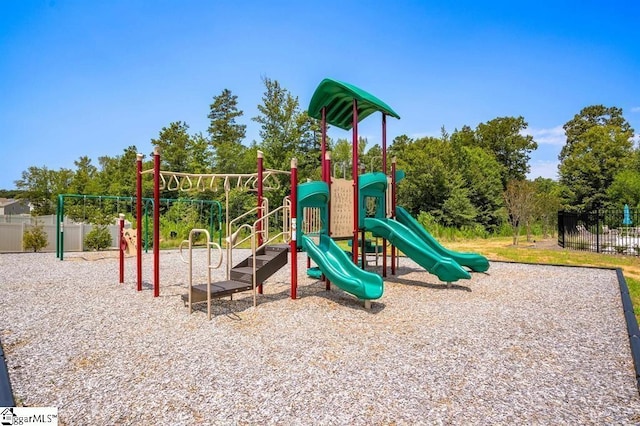 community play area with fence