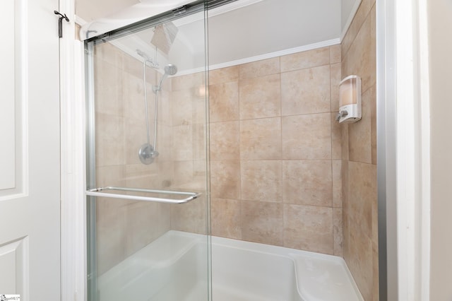 bathroom with a stall shower